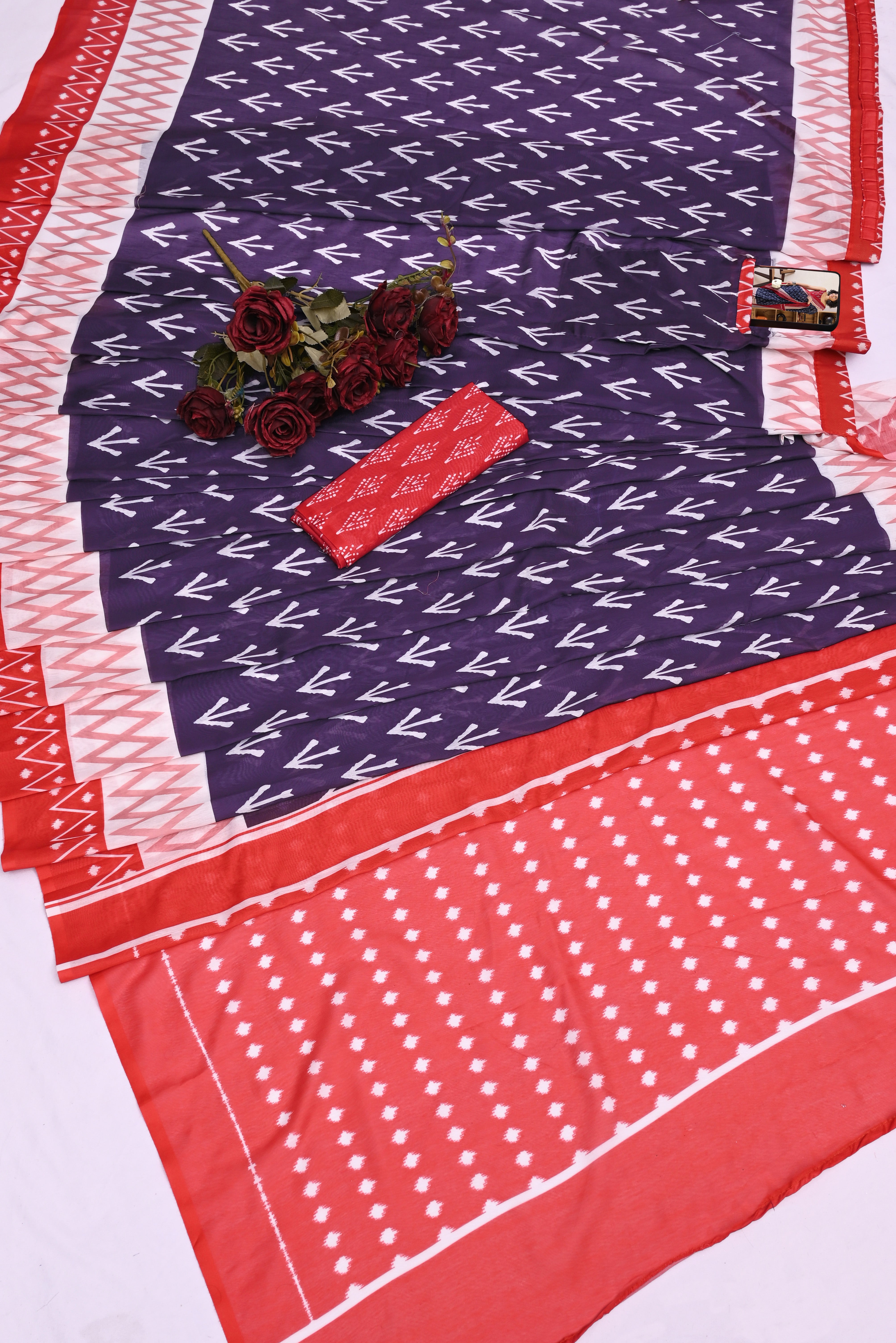 CLOVIRA Pure Soft Mul Cotton Silk Ready-to-Wear Saree with Pocket