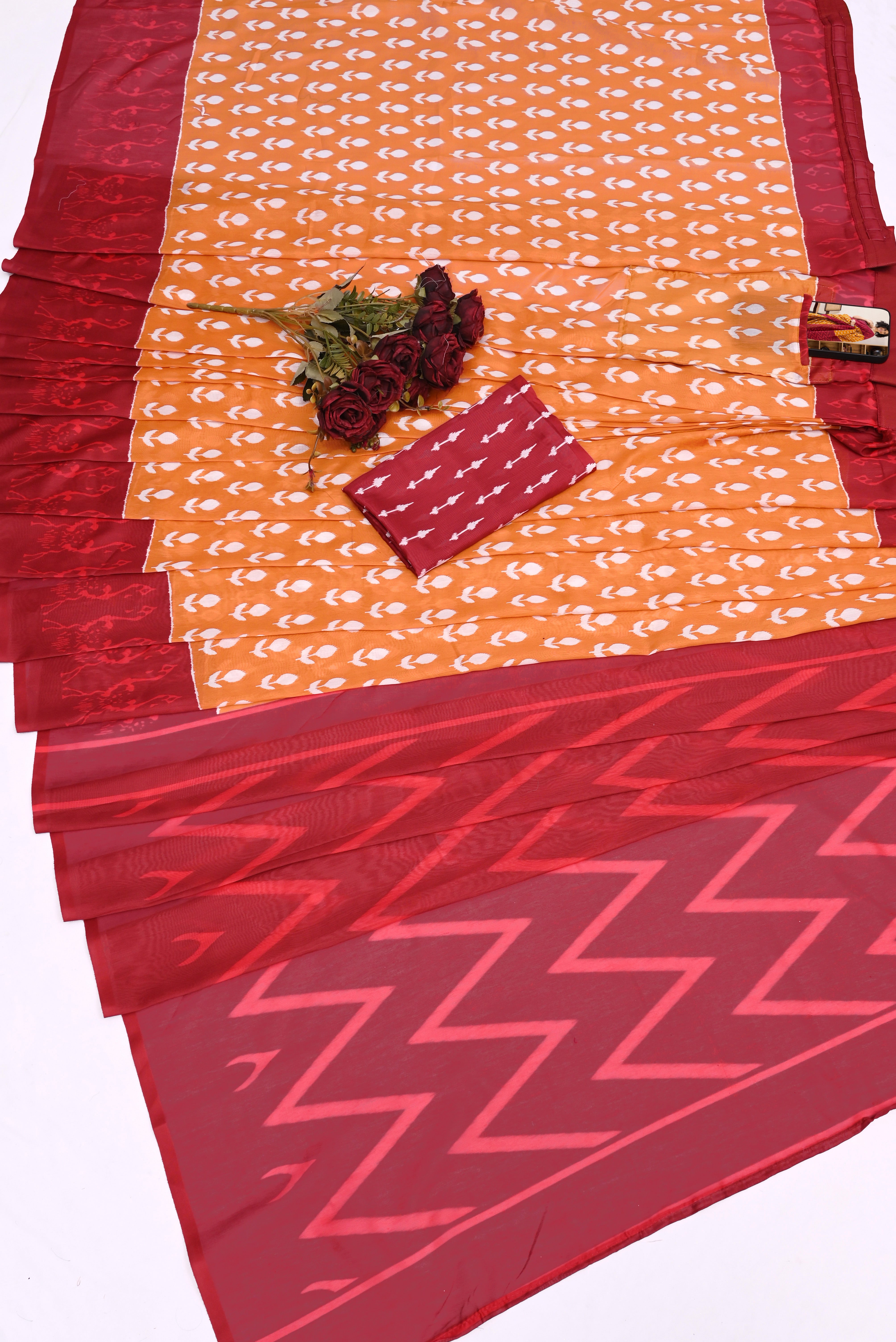 CLOVIRA Pure Soft Mul Cotton Silk Ready-to-Wear Saree with Pocket