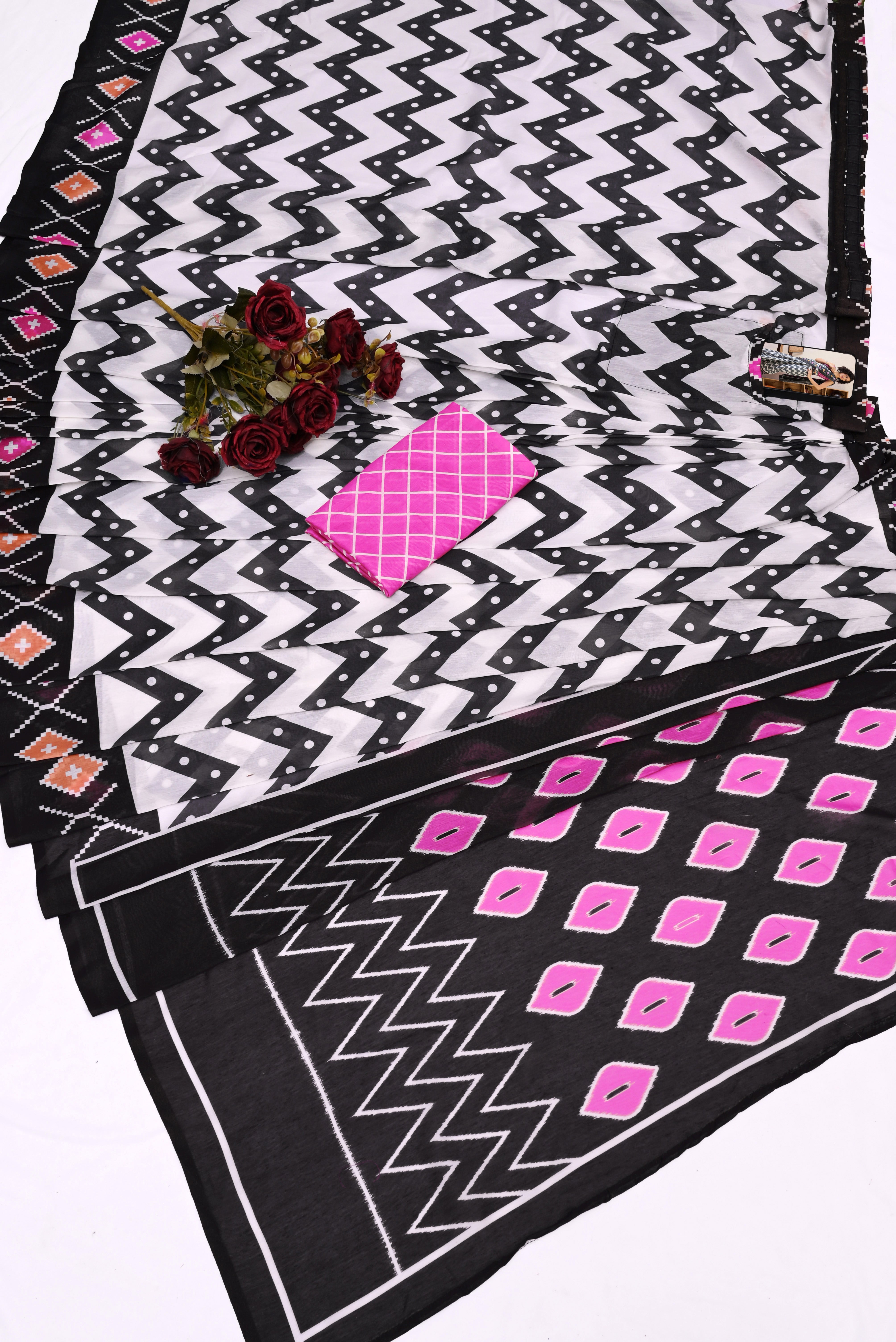 CLOVIRA Pure Soft Mul Cotton Silk Ready-to-Wear Saree with Pocket