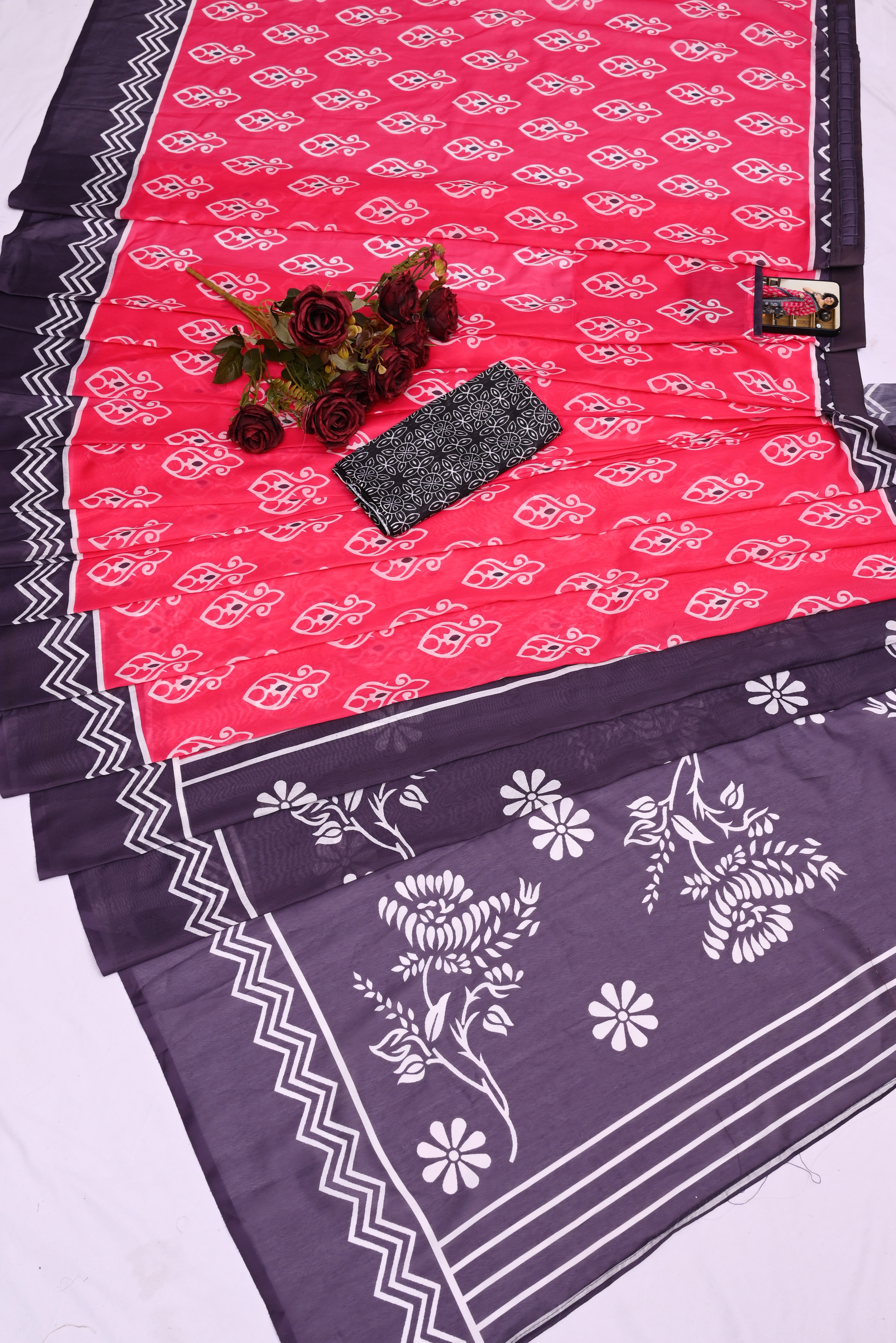 CLOVIRA Pure Soft Mul Cotton Silk Ready-to-Wear Saree with Pocket