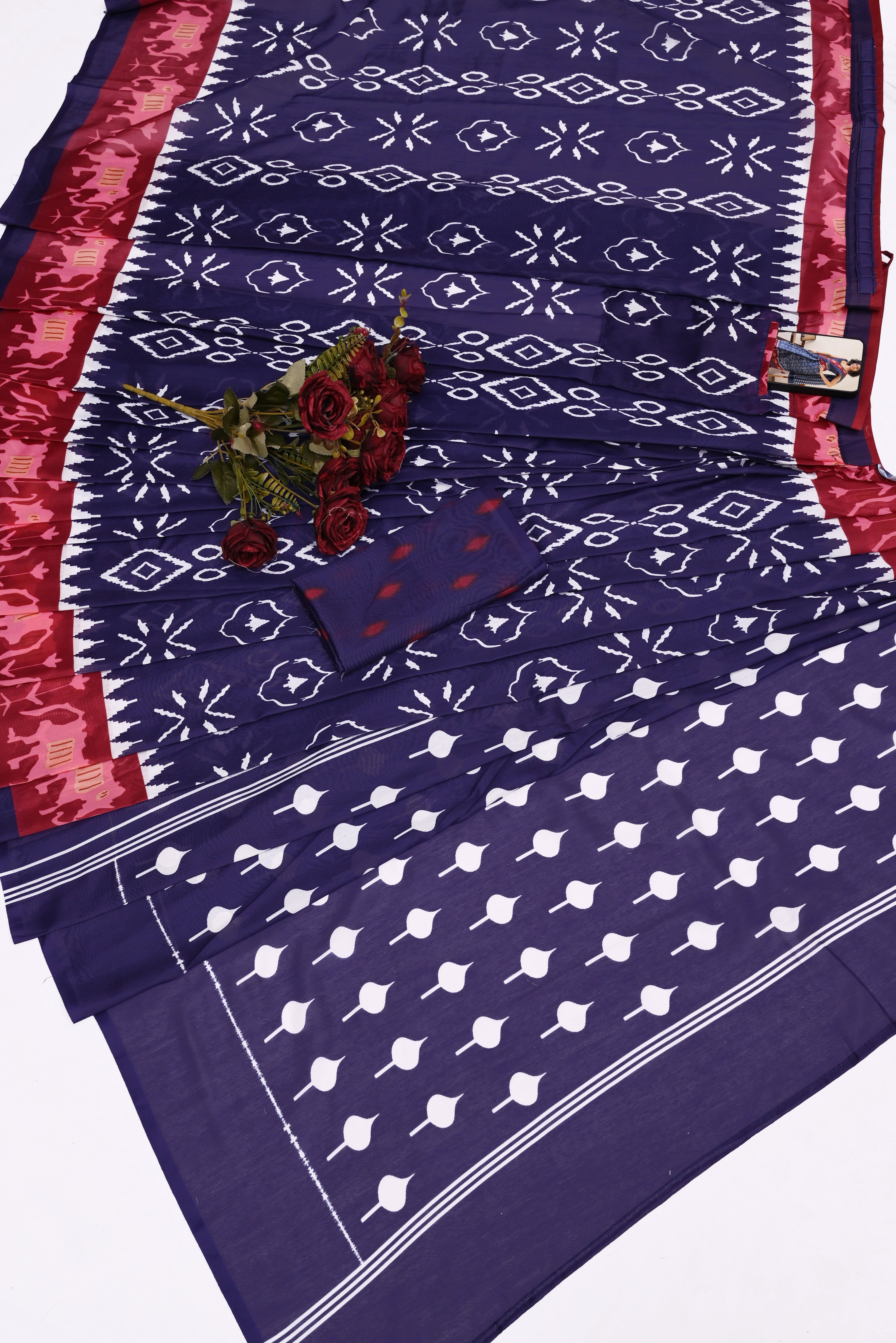 CLOVIRA Pure Soft Mul Cotton Silk Ready-to-Wear Saree with Pocket