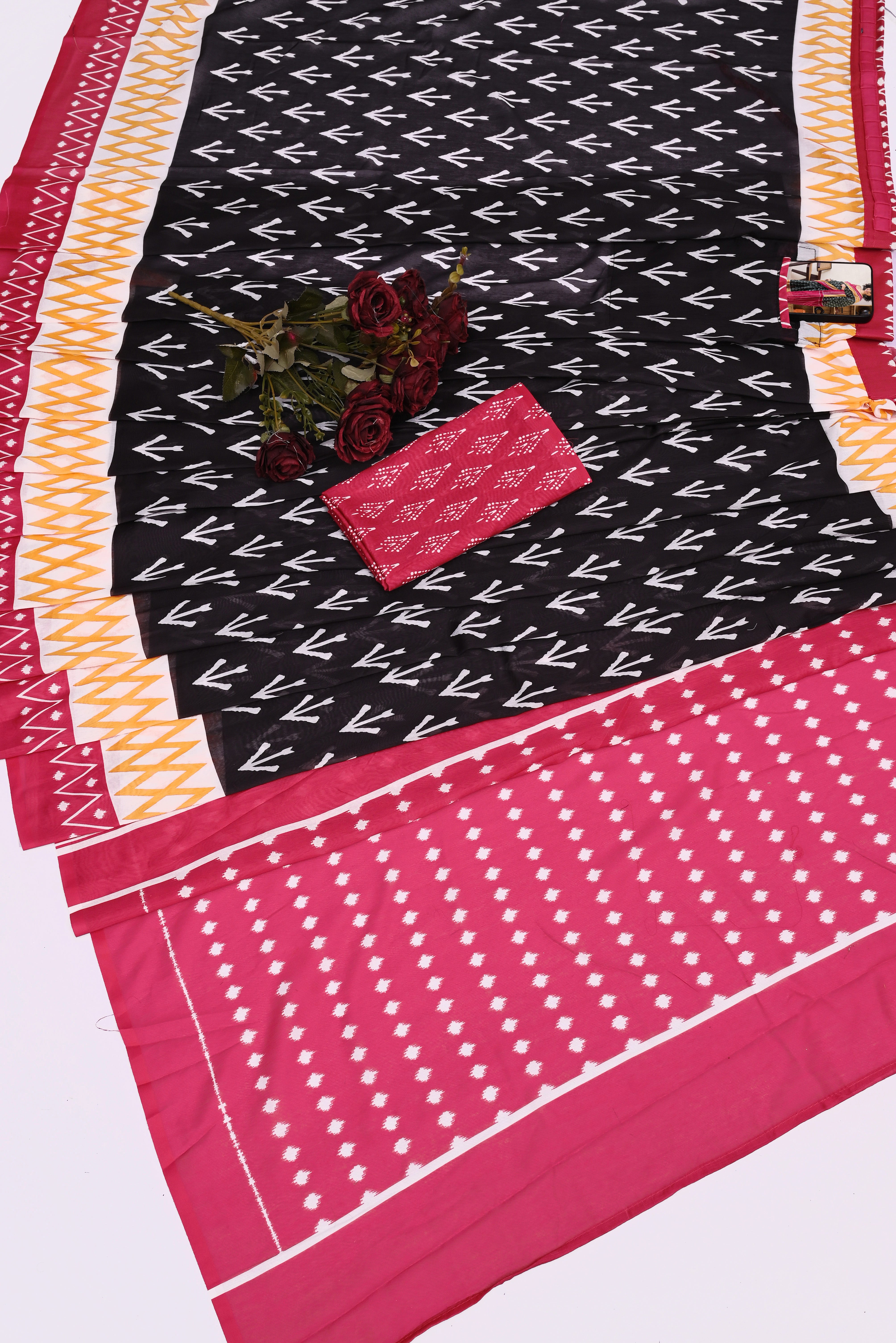 CLOVIRA Pure Soft Mul Cotton Silk Ready-to-Wear Saree with Pocket