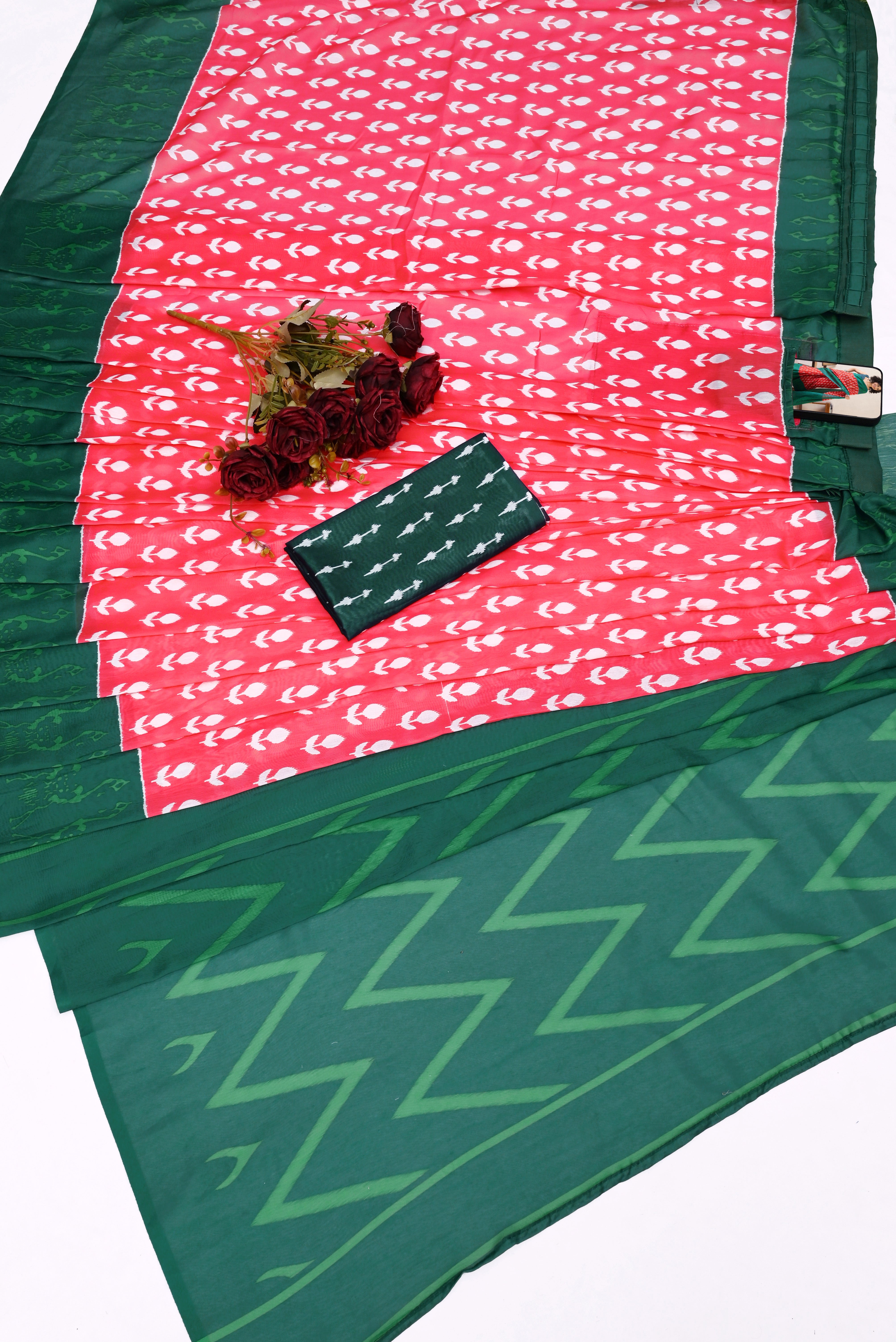 CLOVIRA Pure Soft Mul Cotton Silk Ready-to-Wear Saree with Pocket