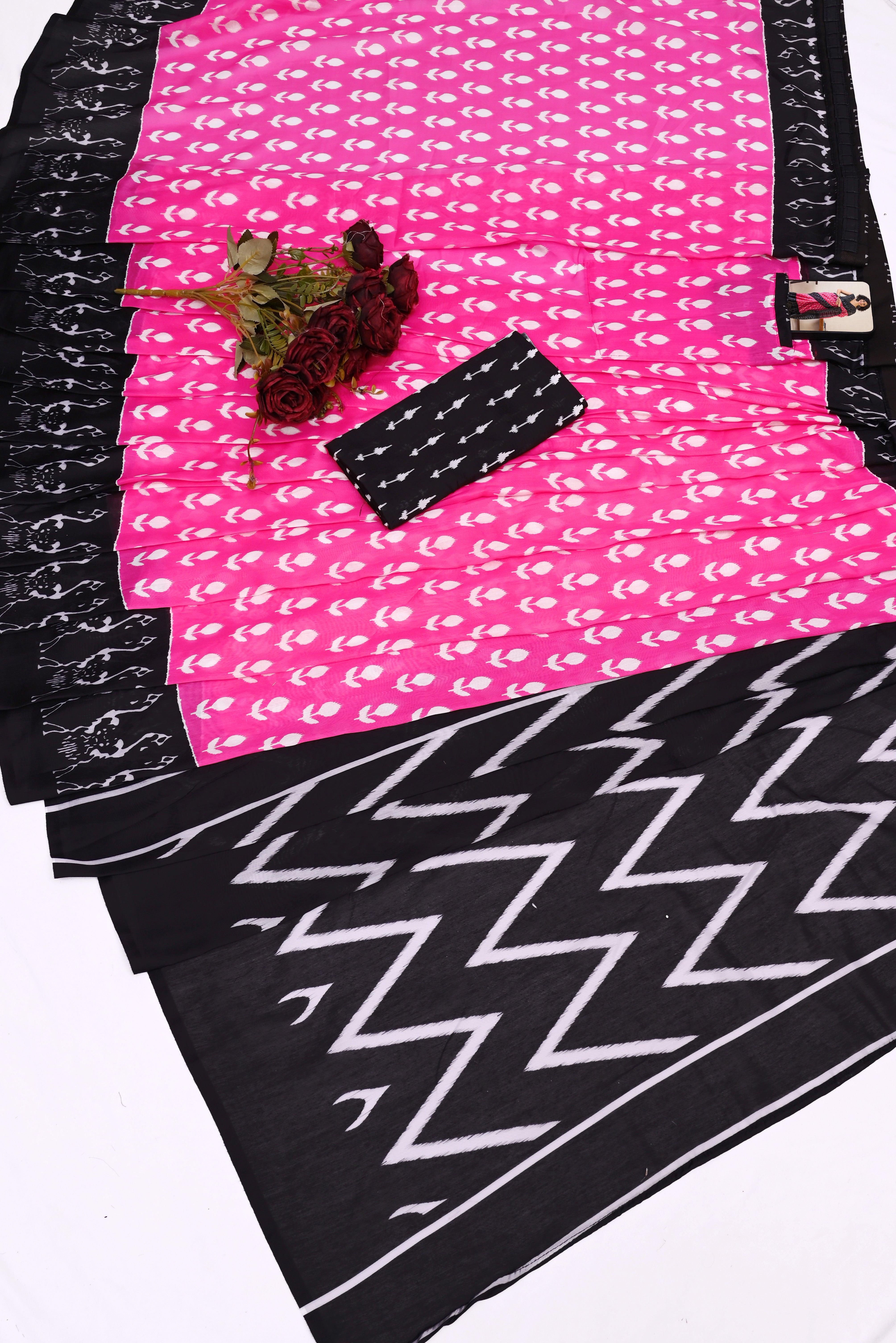 CLOVIRA Pure Soft Mul Cotton Silk Ready-to-Wear Saree with Pocket