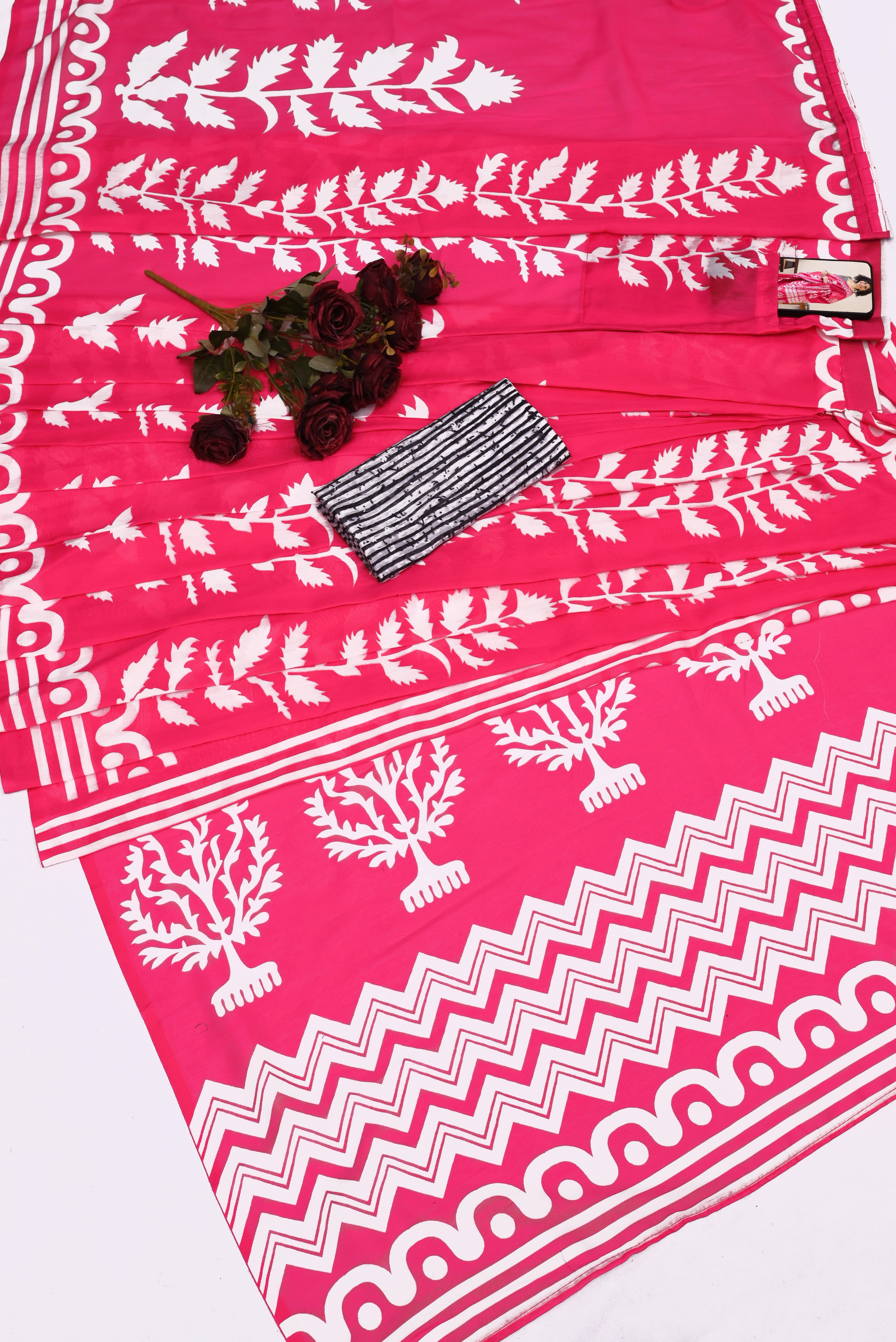 CLOVIRA Pure Soft Mul Cotton Silk Ready-to-Wear Saree with Pocket