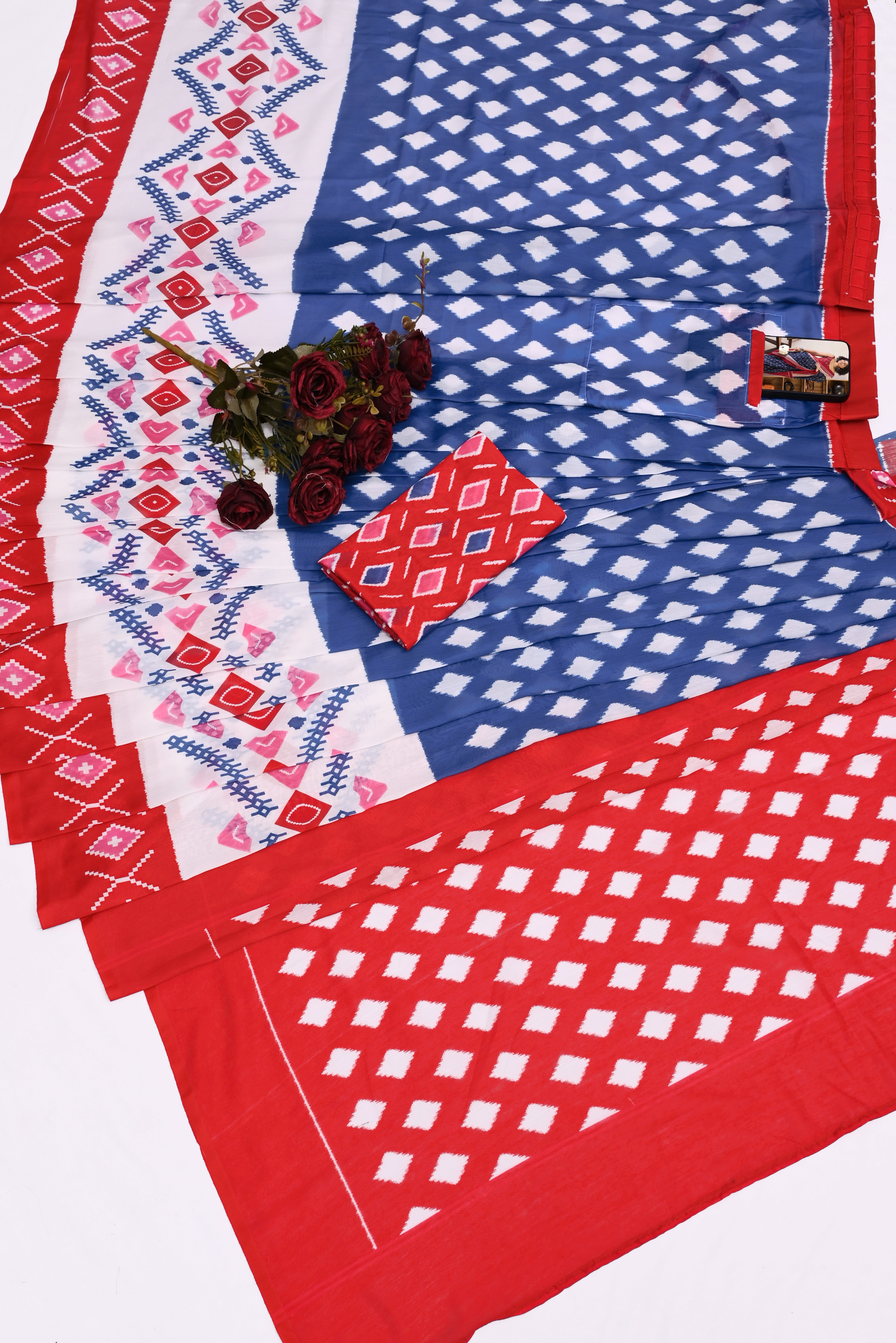 CLOVIRA Pure Soft Mul Cotton Silk Ready-to-Wear Saree with Pocket