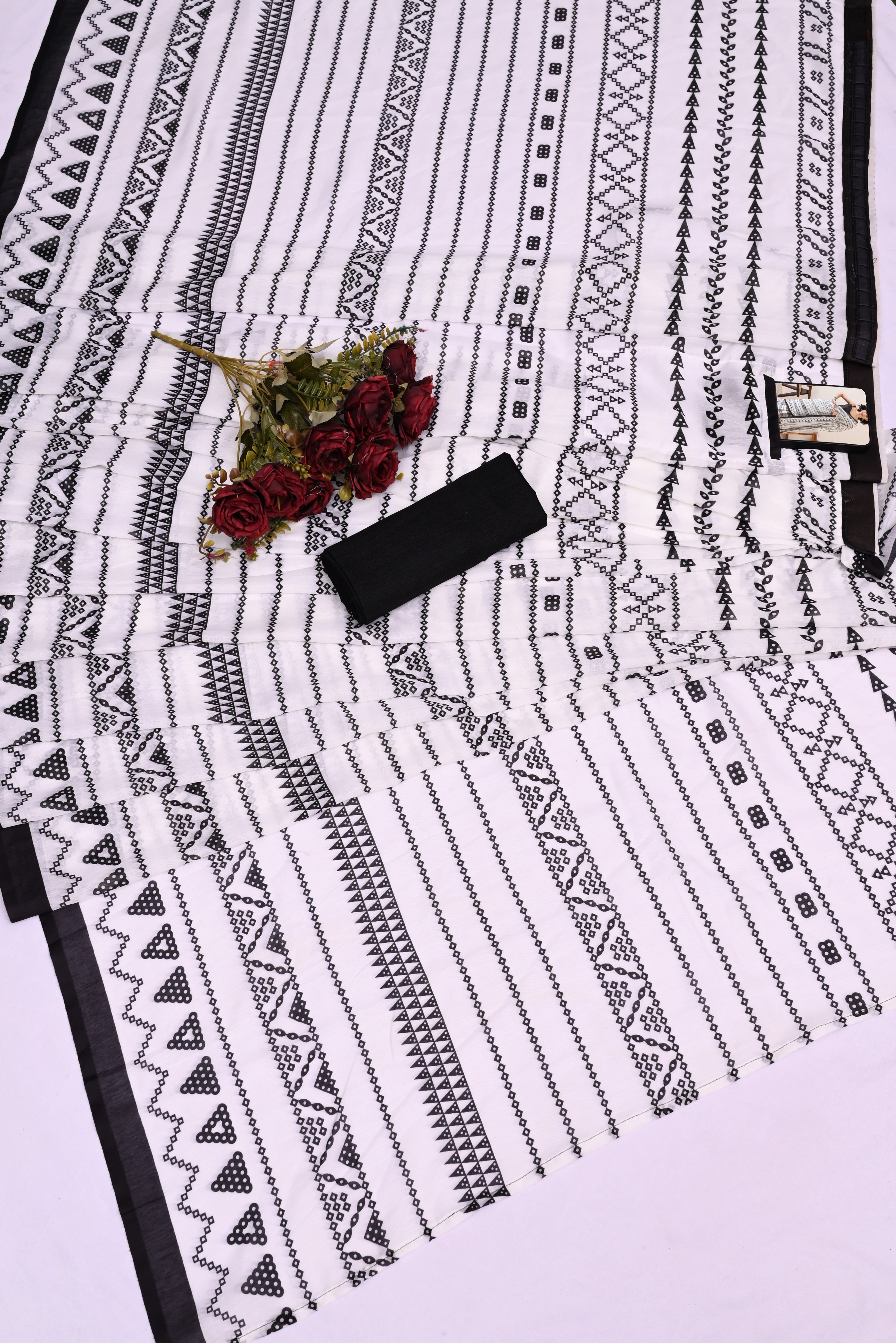 CLOVIRA Pure Soft Mul Cotton Silk Ready-to-Wear Saree with Pocket