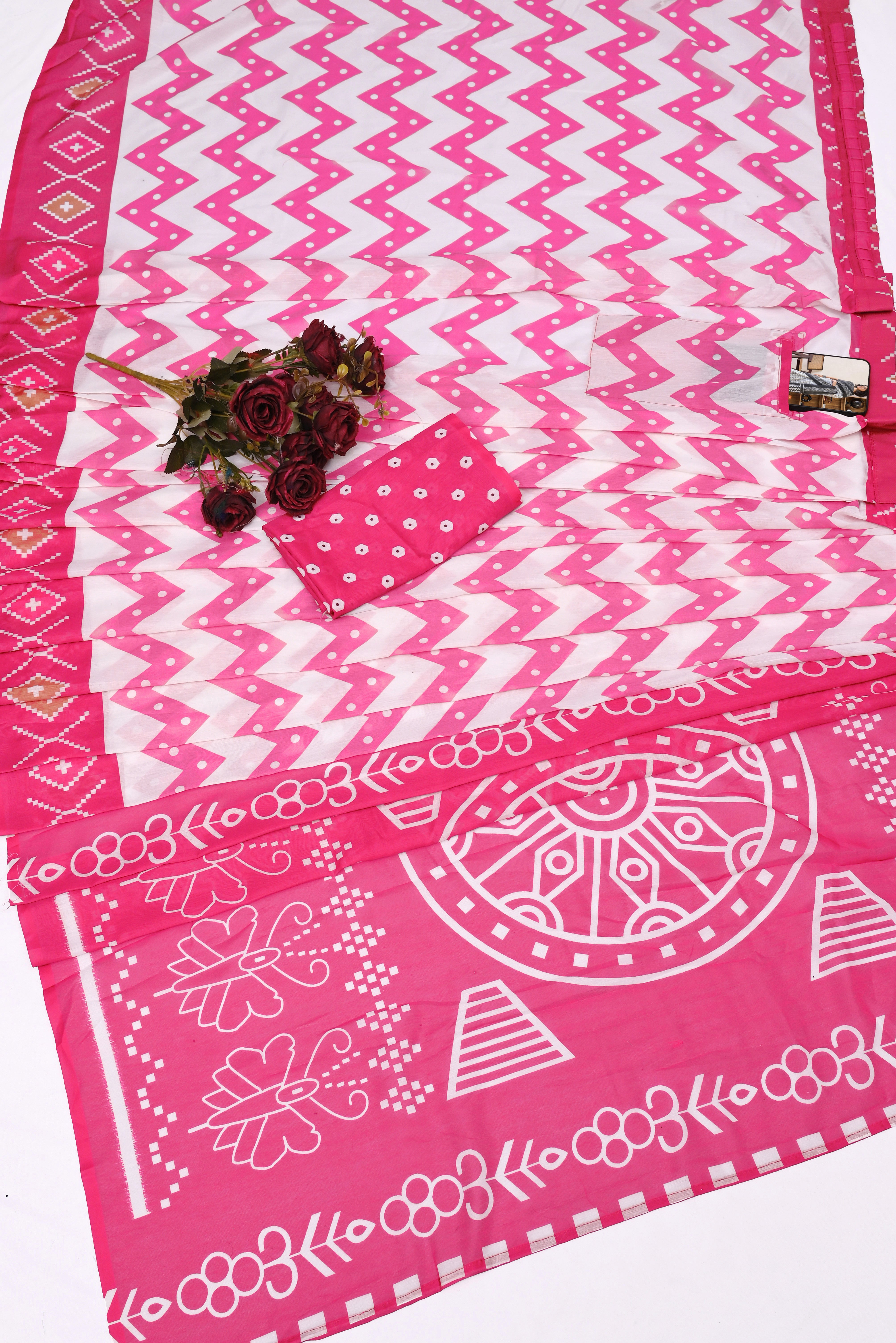 CLOVIRA Pure Soft Mul Cotton Silk Ready-to-Wear Saree with Pocket