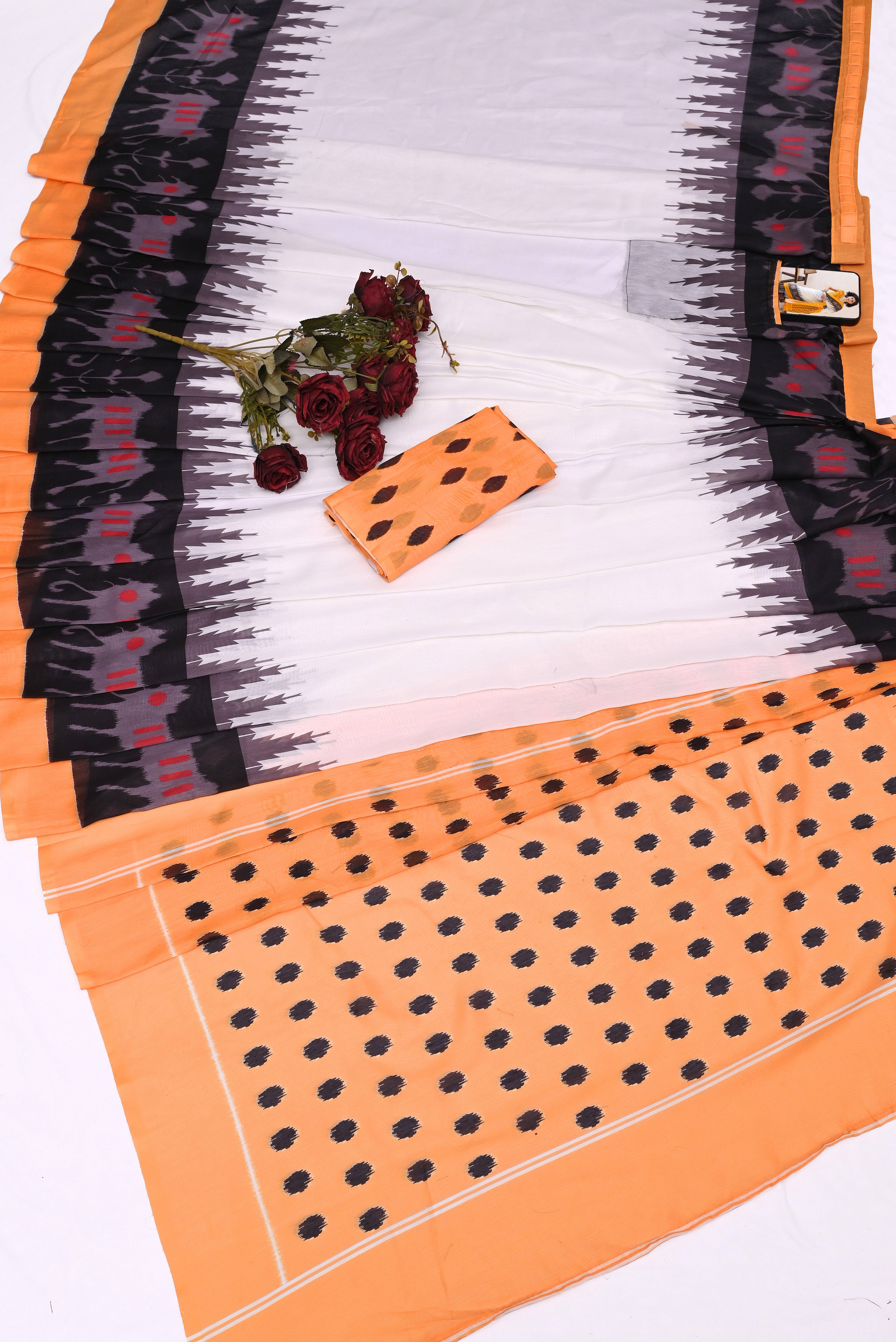 CLOVIRA Pure Soft Mul Cotton Silk Ready-to-Wear Saree with Pocket