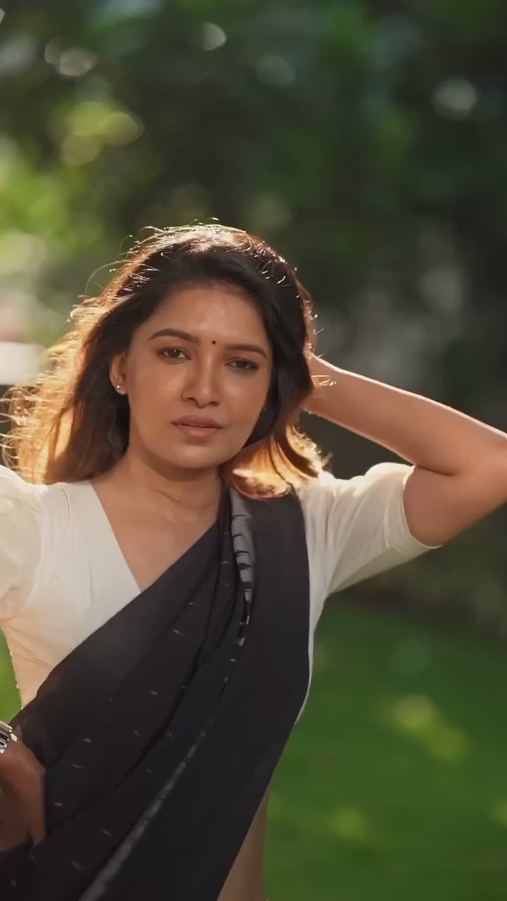 CLOVIRA Black Pure Soft Cotton Ready-to-Wear Saree