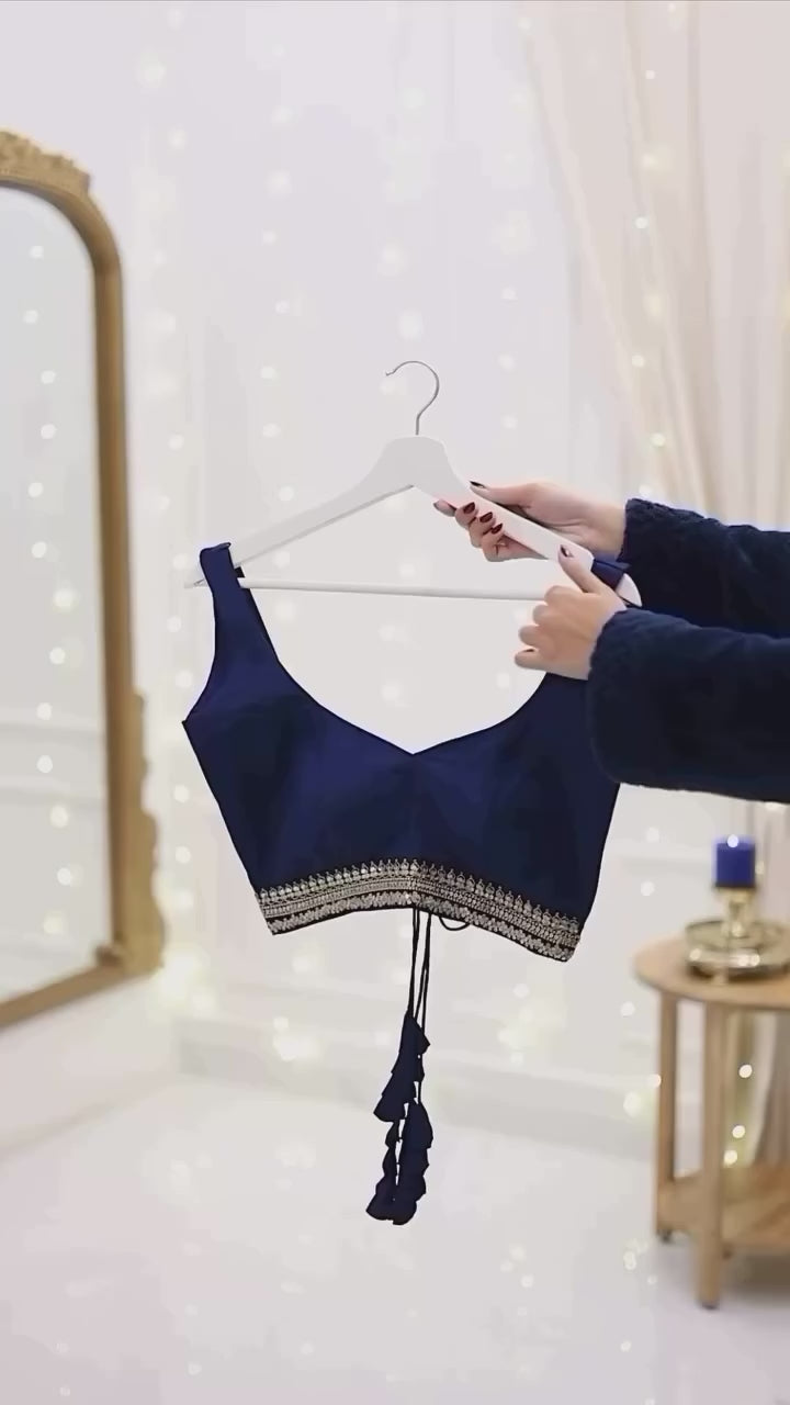 CLOVIRA 1-Minute Ready-to-Wear Organza Silk Saree with Satin Blouse | Embroidery & Siroski Designer Collection