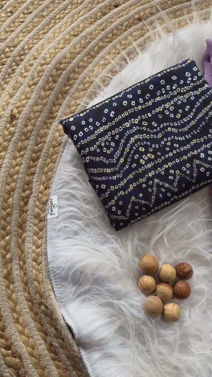 CLOVIRA Soft Crunchy Chiffon Saree with Mirror & Thread Embroidery