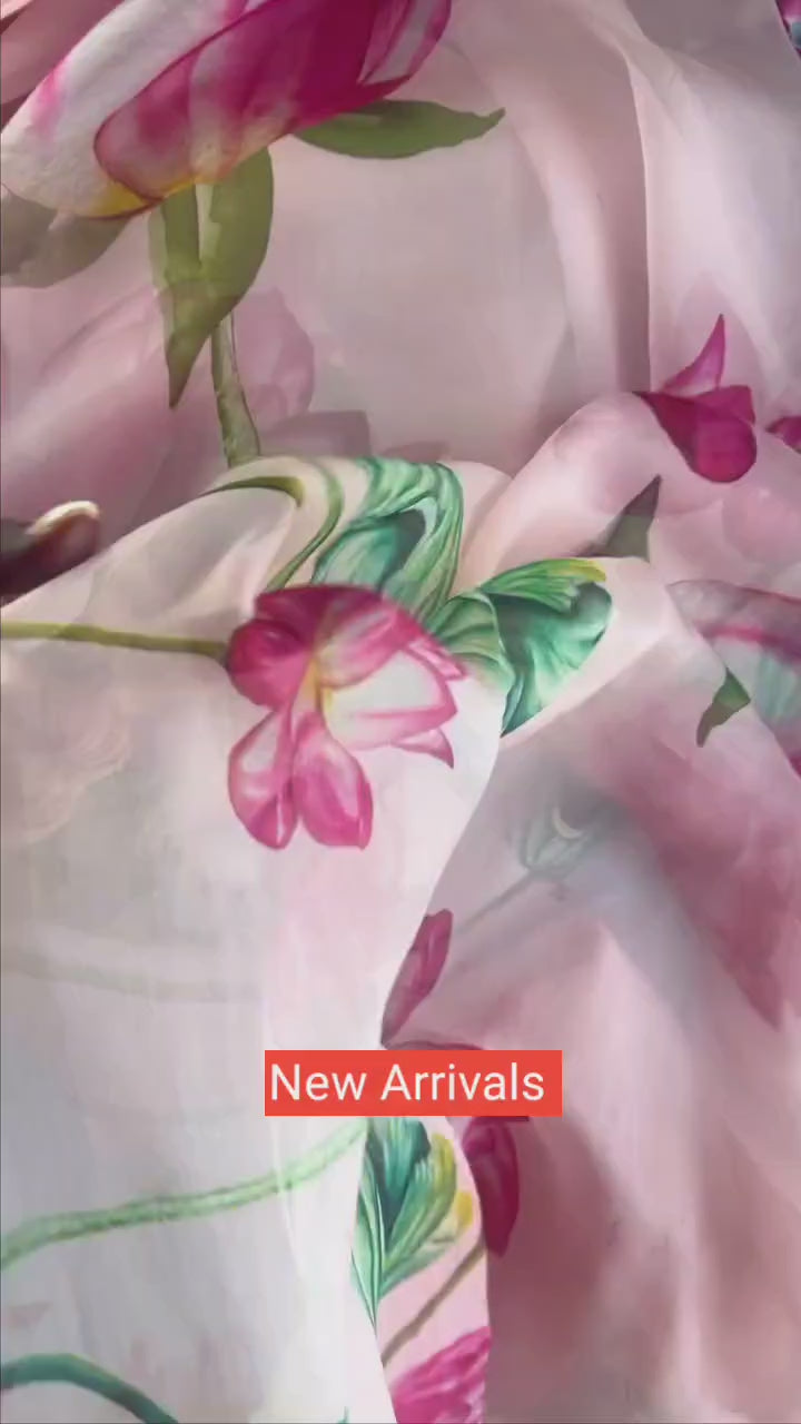 CLOVIRA 1-Minute Ready-to-Wear Tabby Organza Saree with Printed & Handwork Border | Luxurious Designer Collection