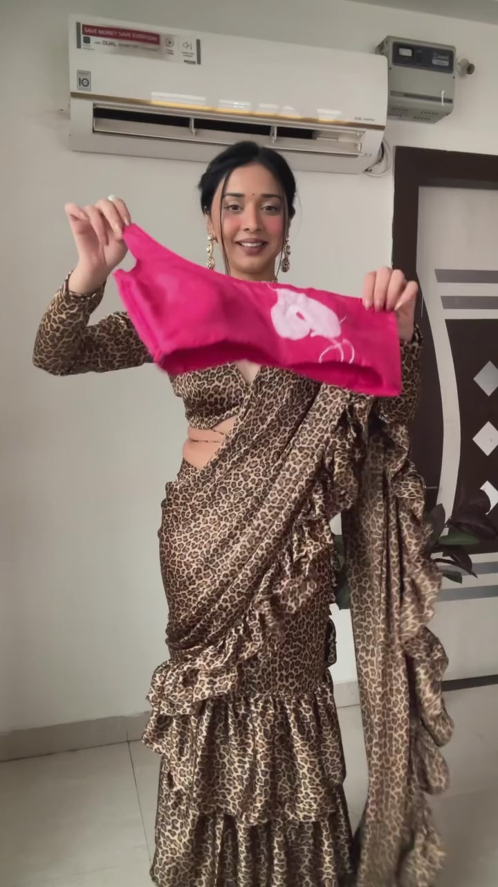 CLOVIRA Rani Pure Organza Ready-to-Wear Saree