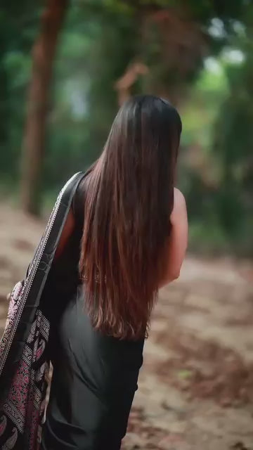 CLOVIRA Black and Green Pure Soft Crepe Silk Ready-to-Wear Saree