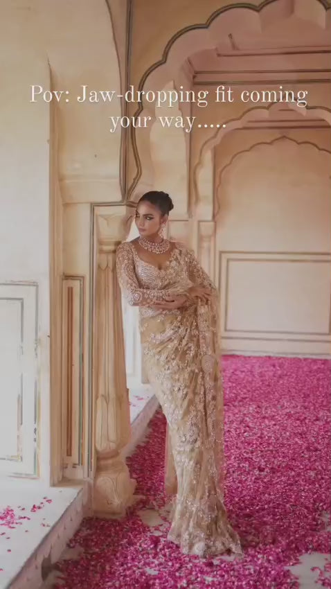 CLOVIRA Heavy Mono Net Saree with 5MM Multy & Sequins Embroidery Work