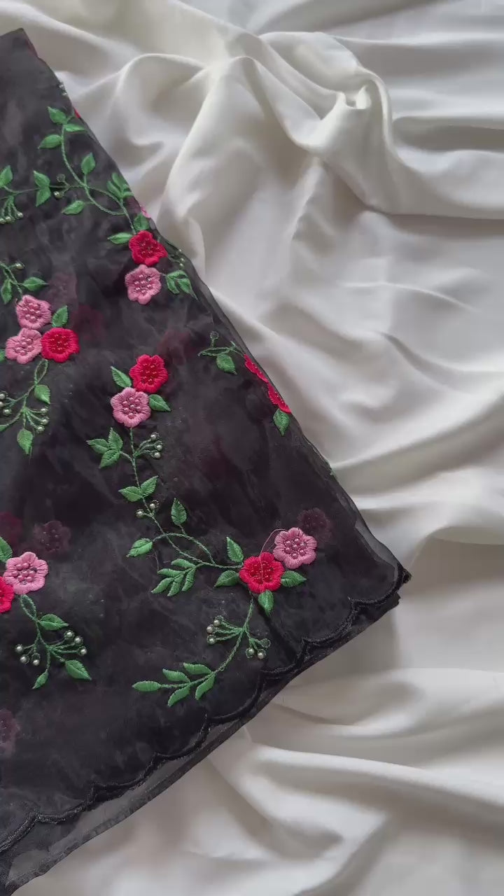 Organza Digital Print Saree with Raw Silk Blouse