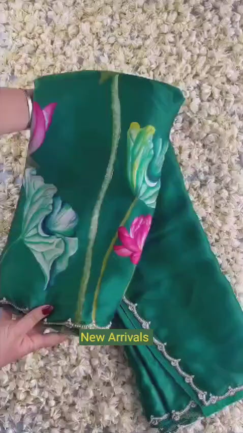 CLOVIRA 1-Minute Ready-to-Wear Satin Silk Saree with Printed & Handwork Border | Luxurious Designer Collection