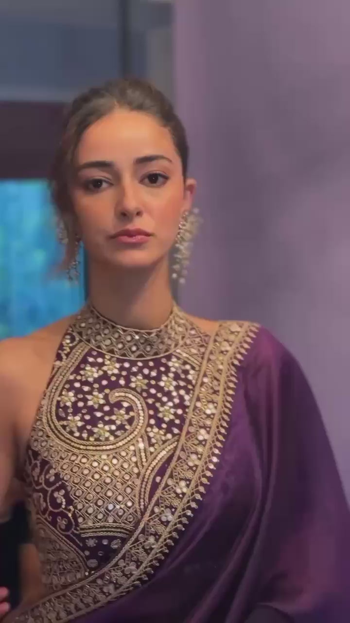 CLOVIRA Purple Two-Tone Fancy Silk Saree