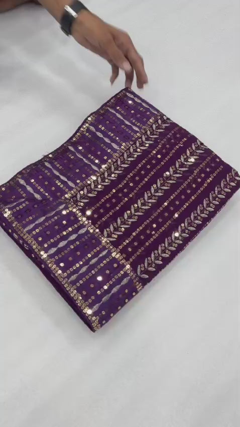 CLOVIRA Heavy Faux Georgette Saree with Sequins & Embroidery Work