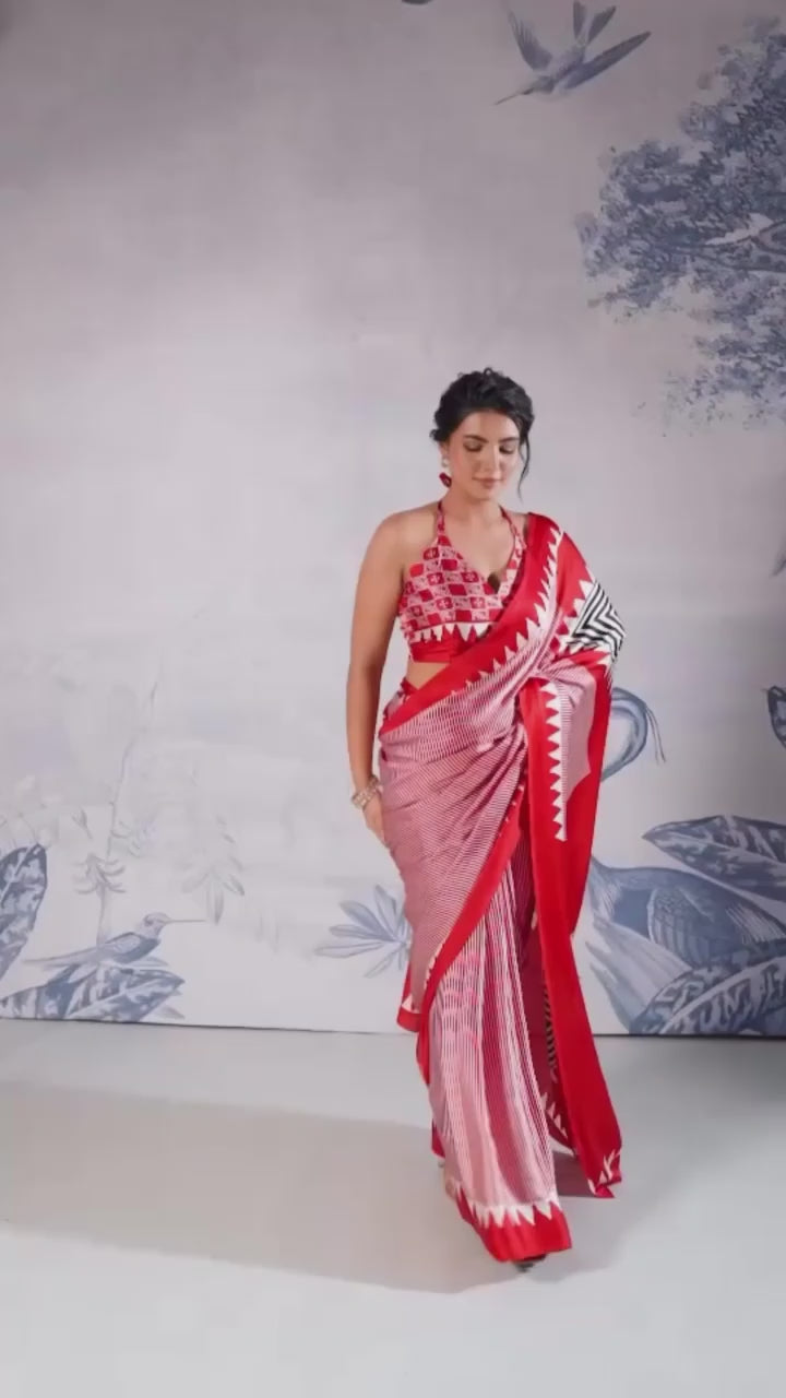 CLOVIRA Pure Soft Crepe Silk Ready-to-Wear Saree