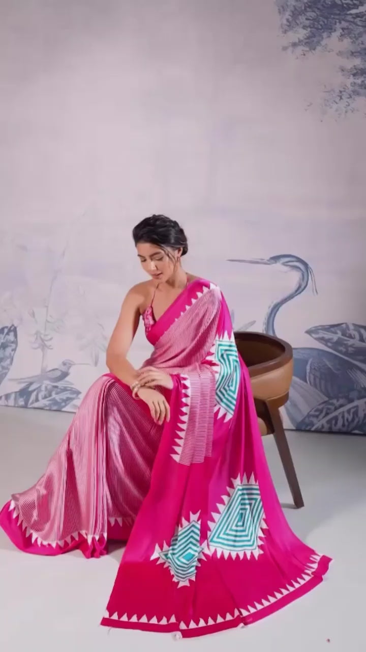 CLOVIRA Pure Soft Crepe Silk Ready-to-Wear Saree