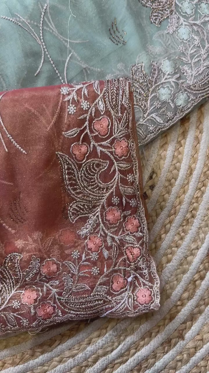 Exclusive Tissue Silk Saree with Viscos Thread & Zarkhan Work