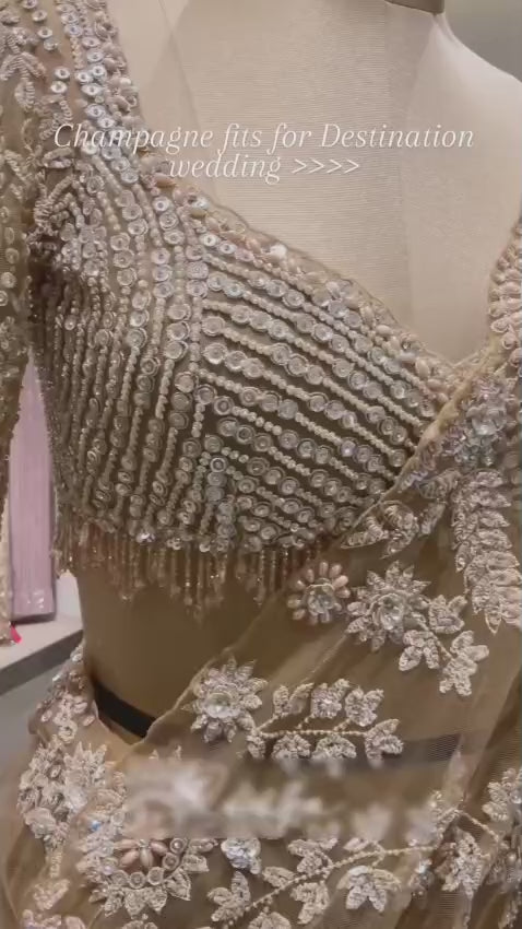 CLOVIRA Heavy Mono Net Saree with 5MM Multy & Sequins Embroidery Work