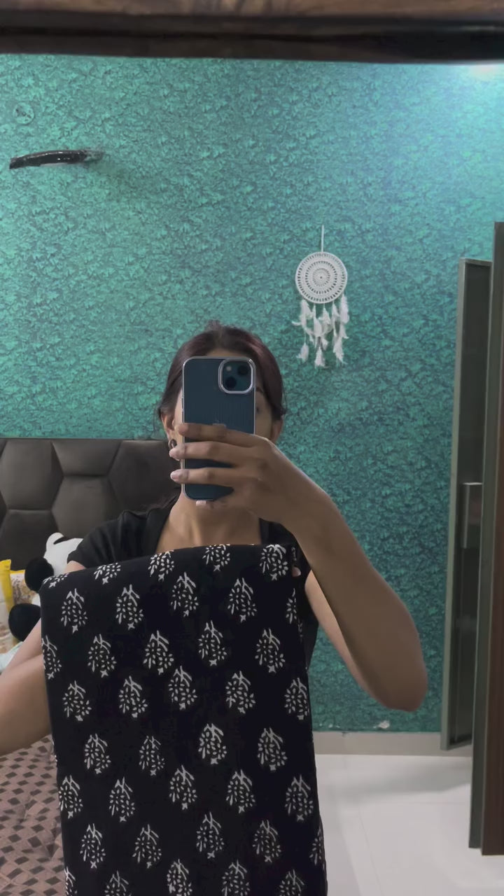 CLOVIRA Black Pure Soft Cotton Ready-to-Wear Saree