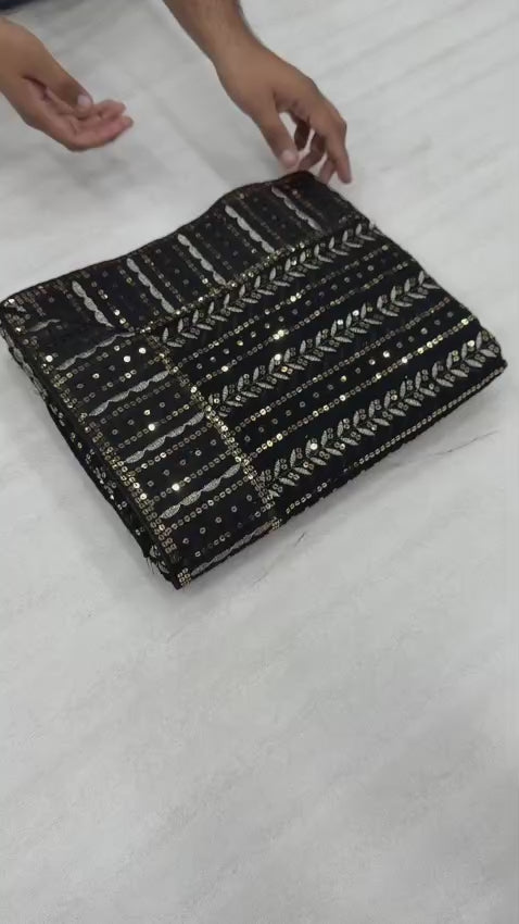 CLOVIRA Heavy Faux Georgette Saree with Sequins & Embroidery Work