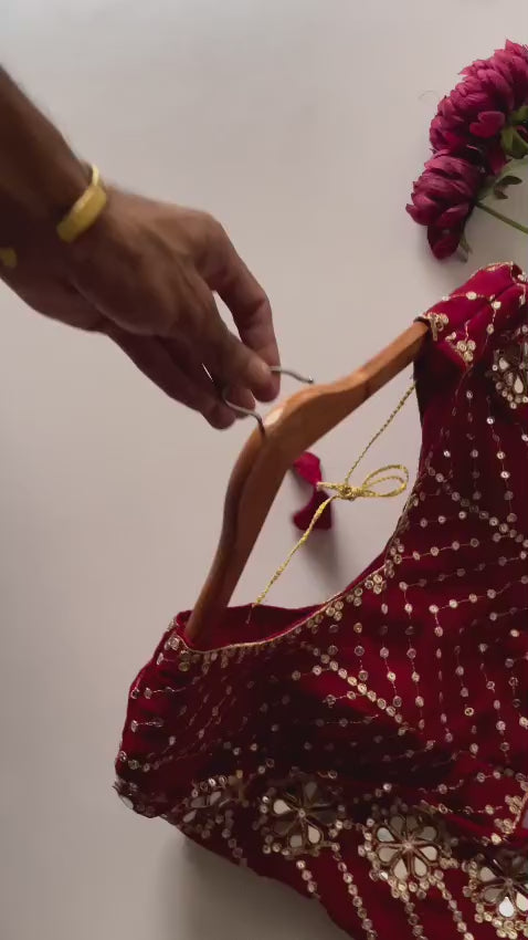 Heavy Faux Georgette Saree with 5mm Sequins & Original Mirror Handwork