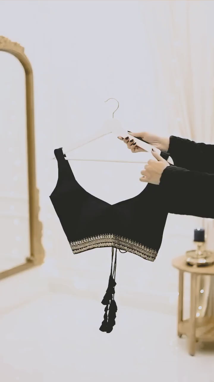 CLOVIRA 1-Minute Ready-to-Wear Organza Silk Saree with Satin Blouse | Embroidery & Siroski Designer Collection