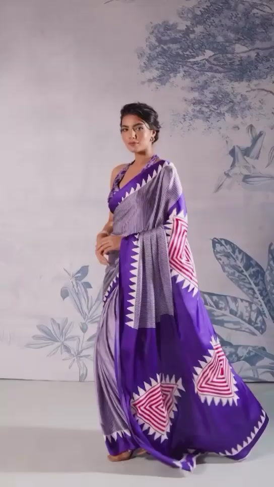 CLOVIRA Pure Soft Crepe Silk Ready-to-Wear Saree