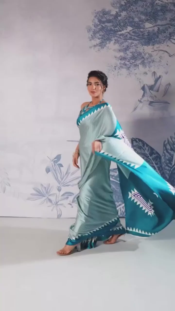 CLOVIRA Pure Soft Crepe Silk Ready-to-Wear Saree