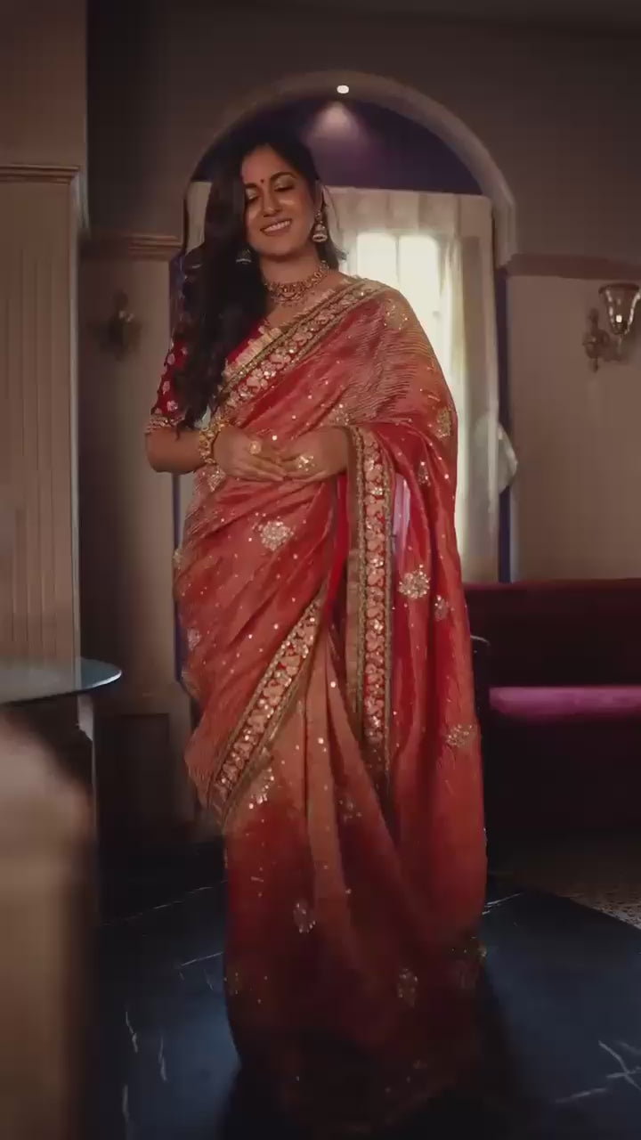 CLOVIRA Maroon Soft Crush Silk Saree