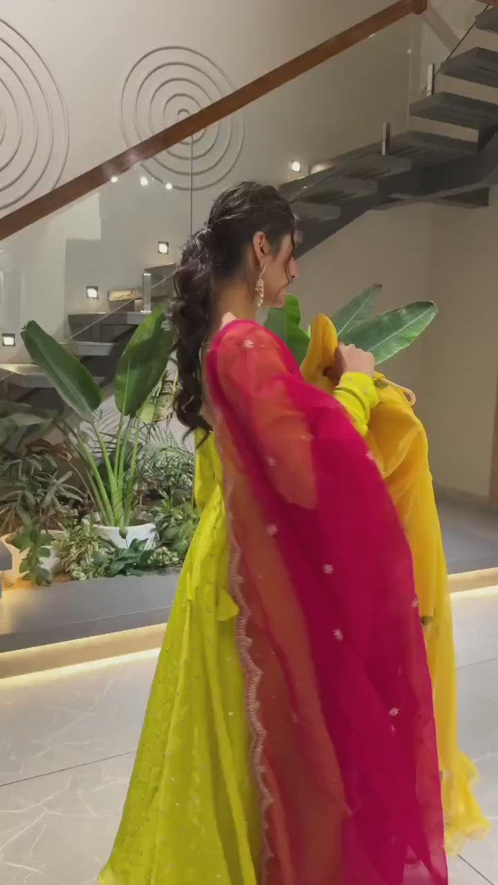 Modern Lehenga Saree in Soft Georgette with Digital Print & Stitched Blouse