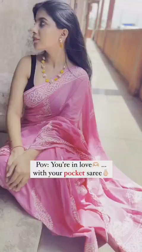 CLOVIRA Pure Soft Mul Cotton Silk Ready-to-Wear Saree with Pocket