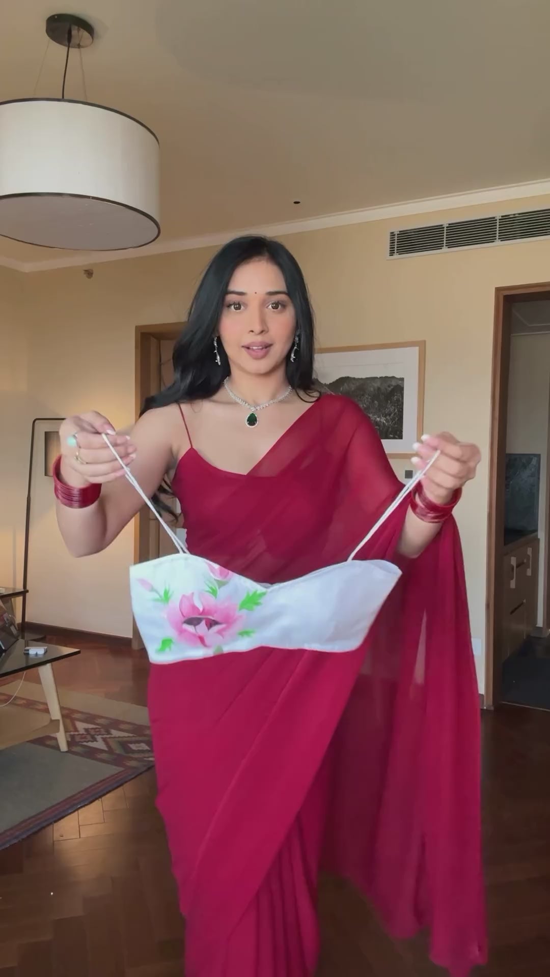 CLOVIRA White Pure Organza Ready-to-Wear Saree